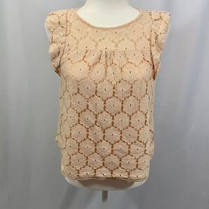 𝅺monteau Lace Trim Flutter Sleeveless Top